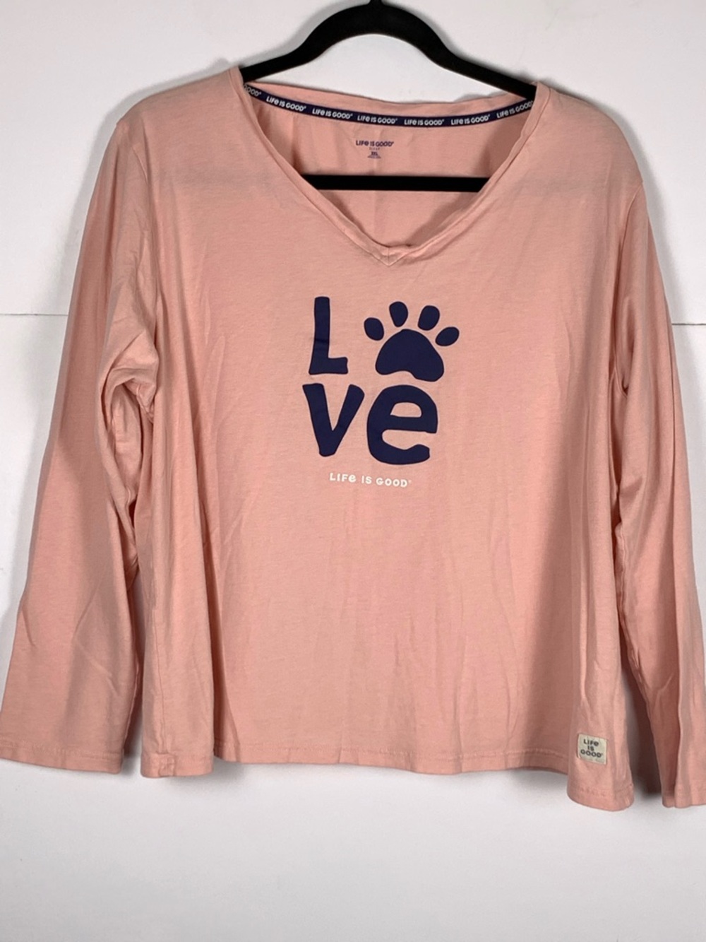 Life is Good Pink 'Love' Paw Long Sleeve Sleep Tee - Picture 2 of 9